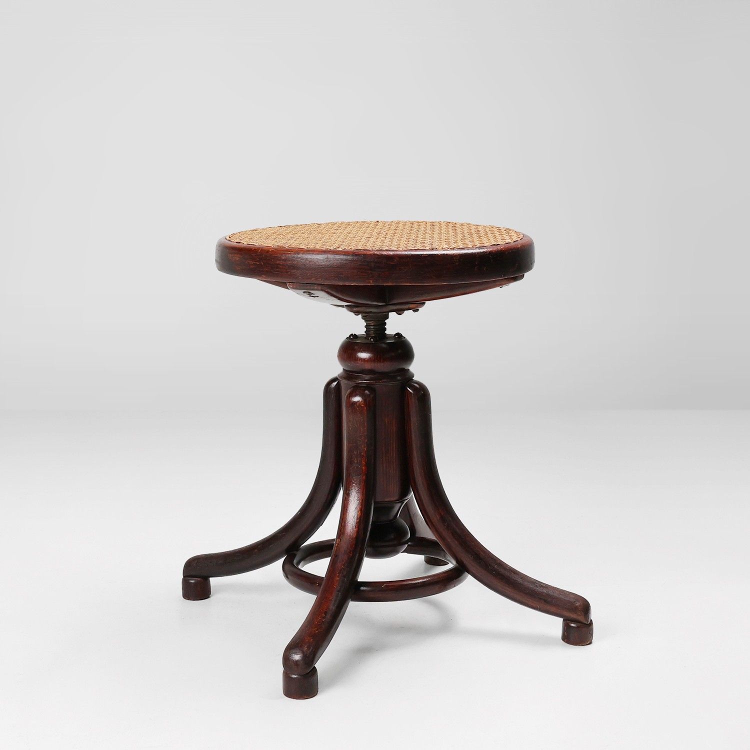 Thonet beech bentwood piano stool with caned seat, Austria ca. 1900-img